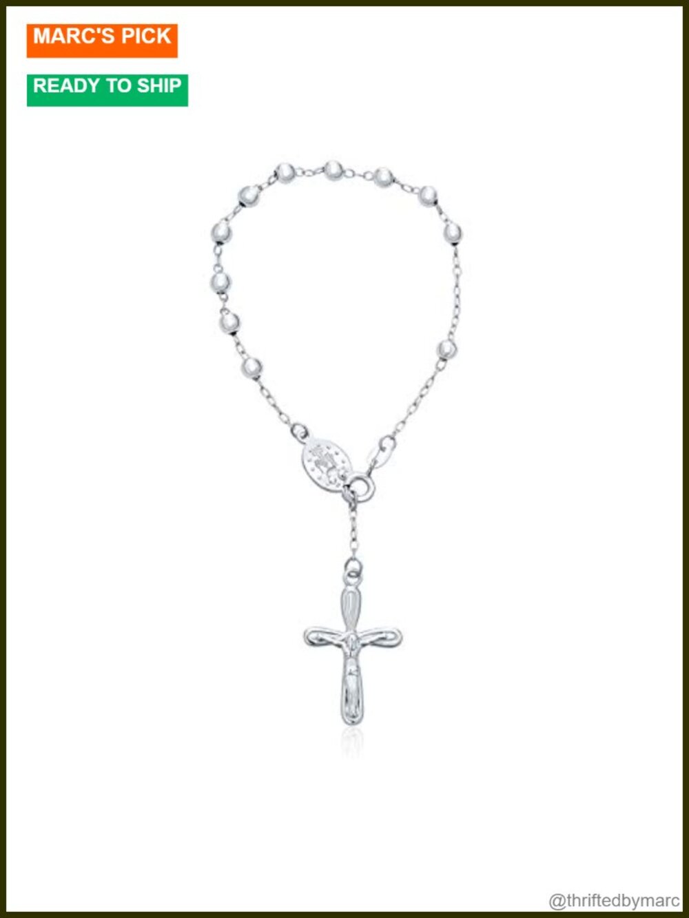 Sterling Silver Crucifix Rosary Bracelet Catholic Jewelry Gift
